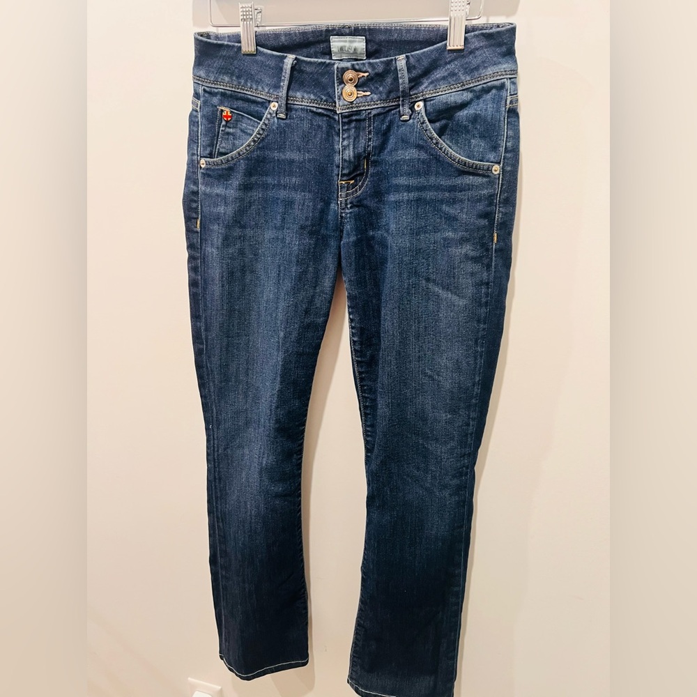 Hudson Y2K Dark Indigo Wash Low Rise Bootcut Denim 27 Short Flap Pockets - Picture 2 of 10